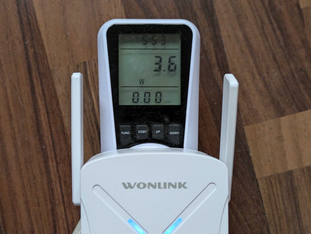 Stromverbrauch des WONLINK WL-NE3602 WLAN-Repeaters