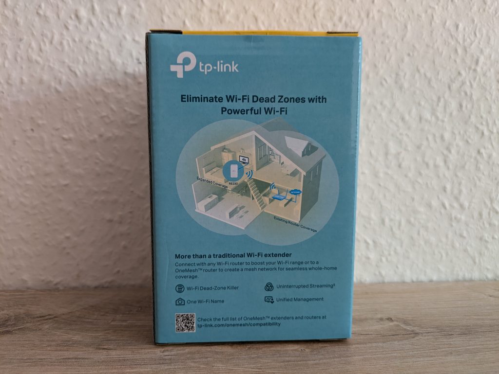 Verpackung des TP Link RE230 WLAN-Repeaters von hinten