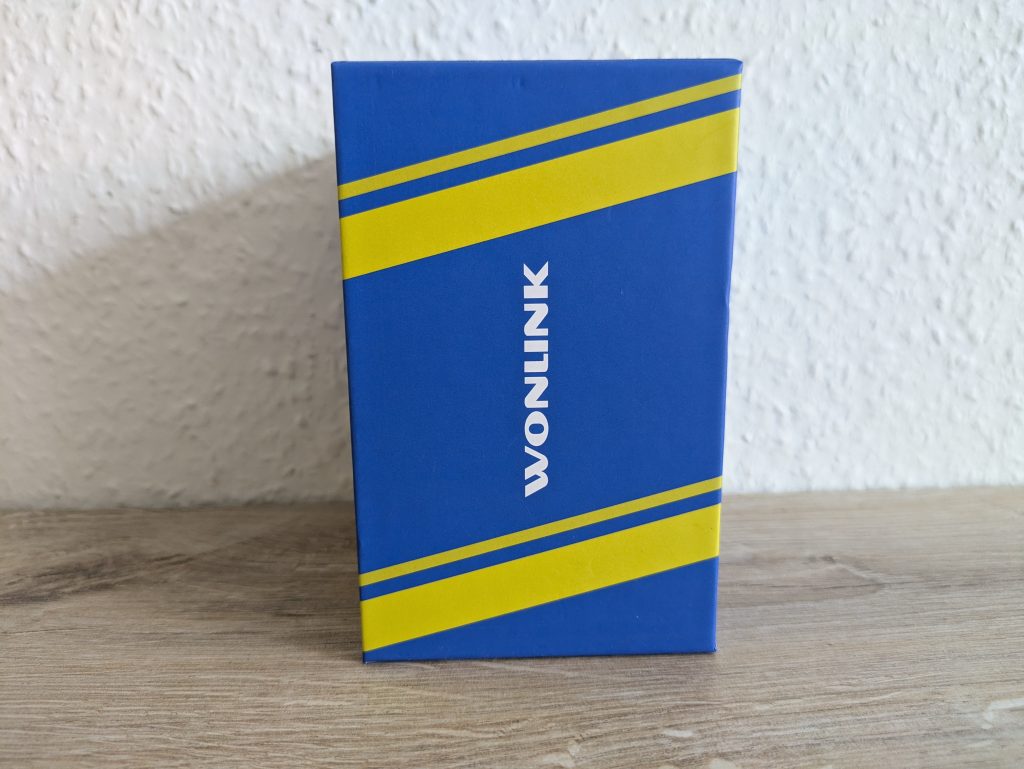 Verpackung des WONLINK WL-NE3602 WLAN-Repeaters von links