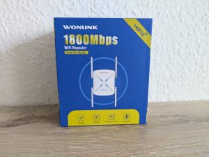 Verpackung des WONLINK WL-NE3602 WLAN-Repeaters von vorne