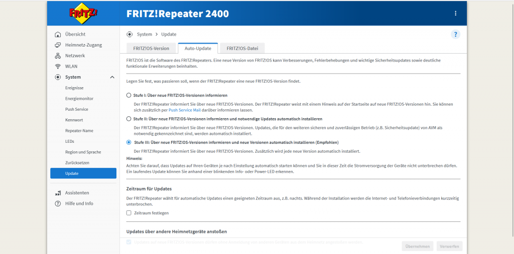 Webbrowser des AVM FRITZ! 2400 WLAN-Repeaters (2)