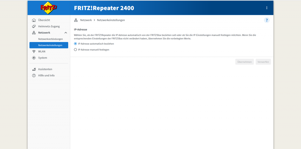 Webbrowser des AVM FRITZ! 2400 WLAN-Repeaters (5)