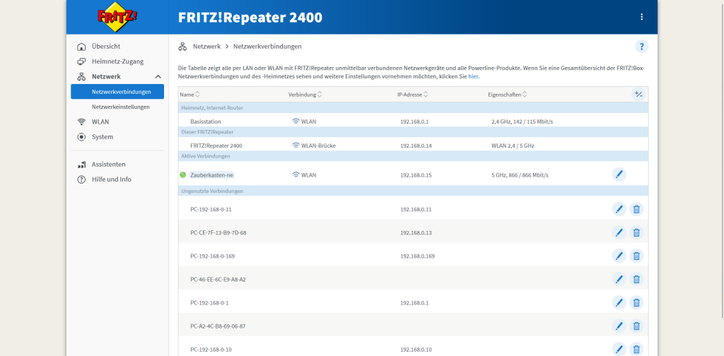 Webbrowser des AVM FRITZ! 2400 WLAN-Repeaters (6)