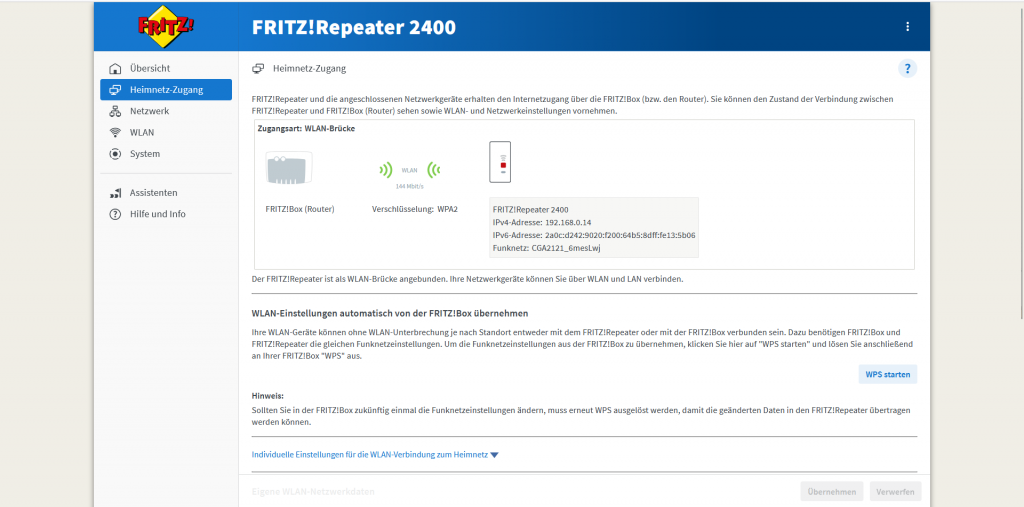 Webbrowser des AVM FRITZ! 2400 WLAN-Repeaters (7)
