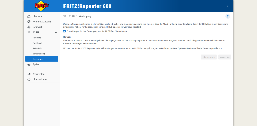 Webbrowser des AVM FRITZ! 600 WLAN-Repeaters (3)