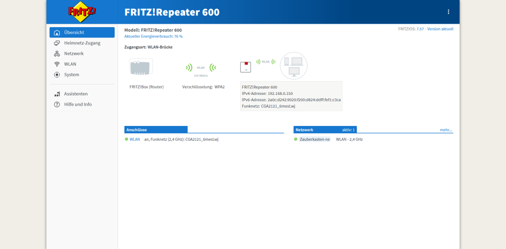 Webbrowser des AVM FRITZ! 600 WLAN-Repeaters (7)