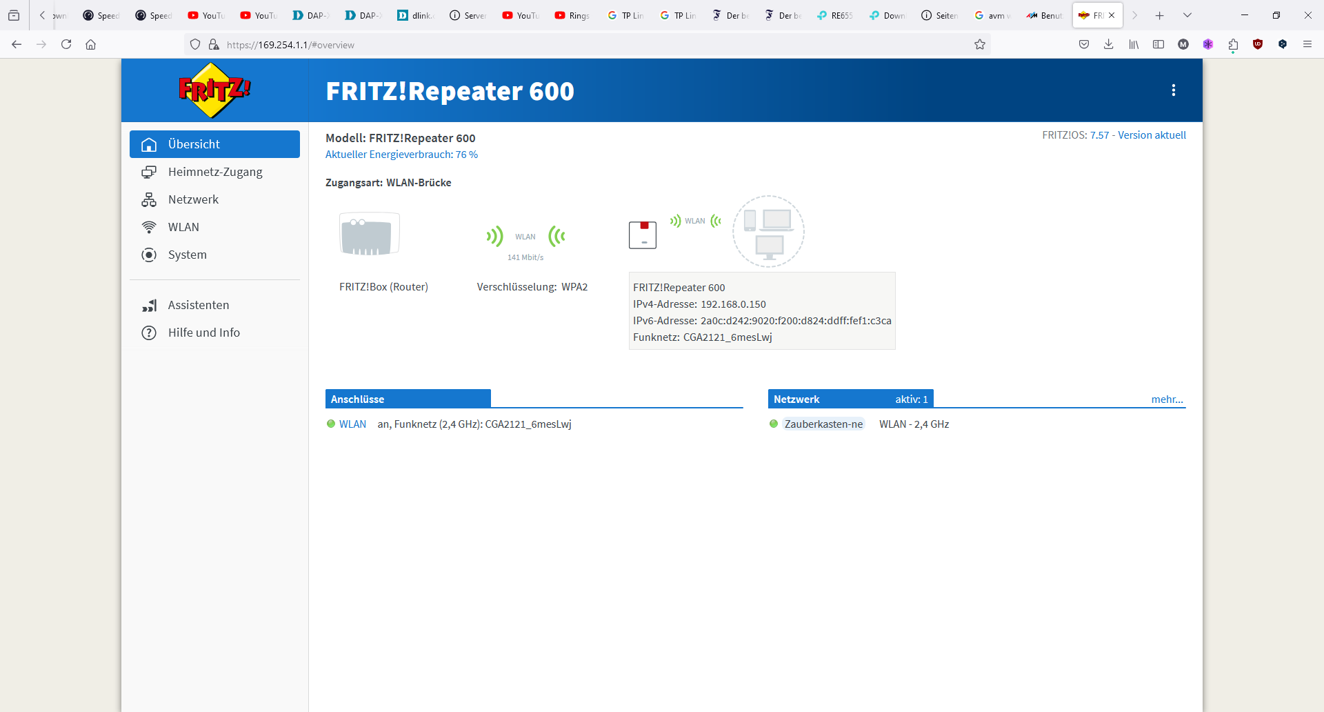 Webbrowser des AVM FRITZ! 600 WLAN-Repeaters (7)