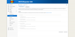 Webbrowser des AVM FRITZ! 600 WLAN-Repeaters