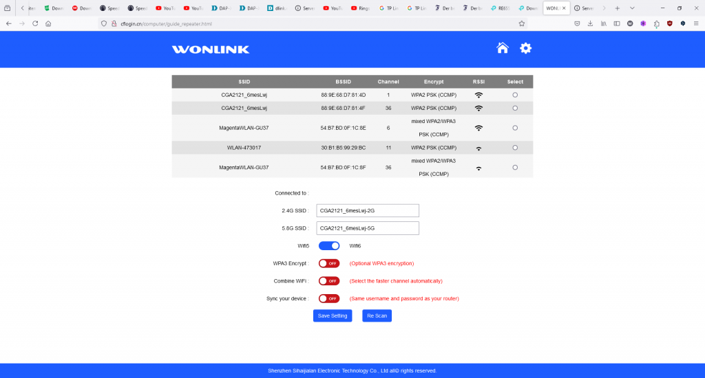 Webbrowser des WONLINK WL-NE3602 WLAN-Repeaters (5)