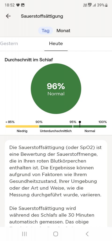 Withings ScanWatch 2 Smartwatch App Sauerstoff im Schlaf
