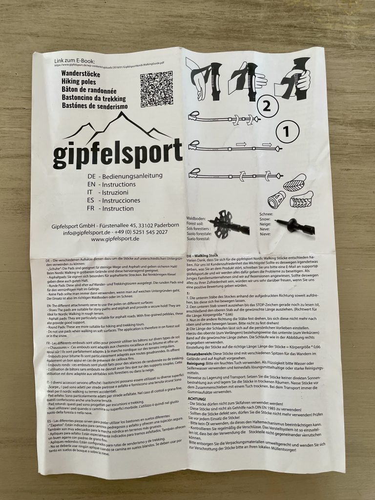 gipfelsport 20823 Wanderstöcke Bedienungsanleitung