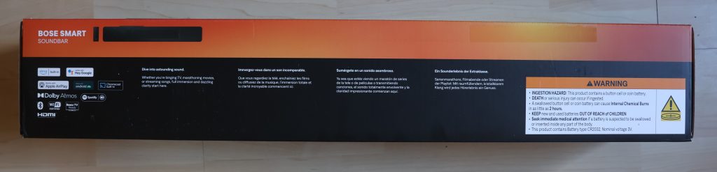 Bose Smart Soundbar Karton Rückseite