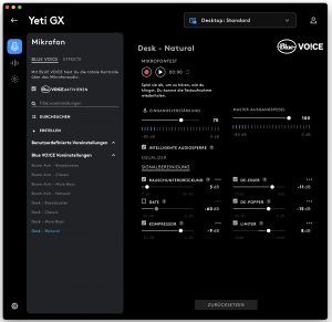 Logitech G Yeti GX Mikrofon G-Hub-Stoftware Einstellungen 3