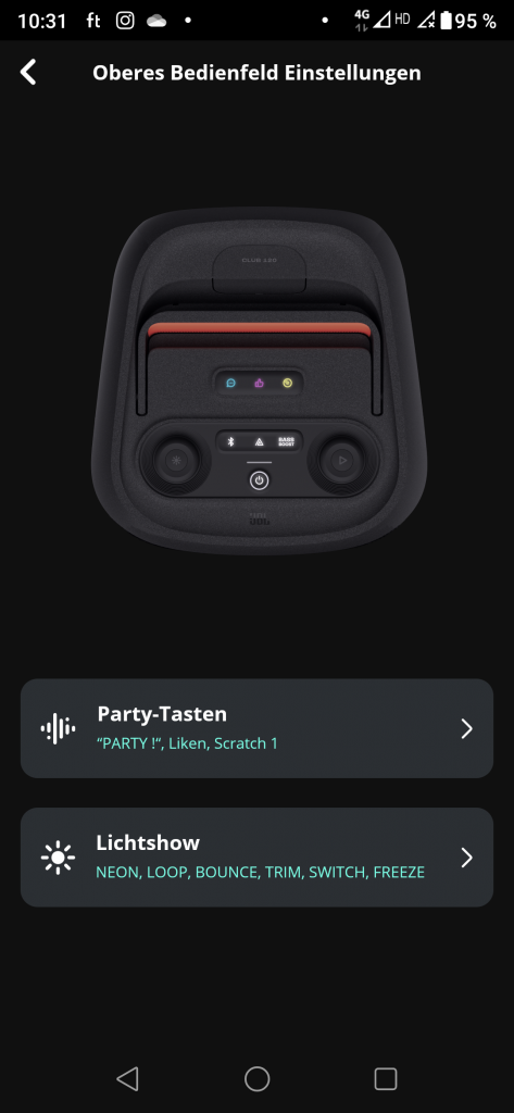 JBL Partybox Club 120 Bluetooth-Lautsprecher Screenshot