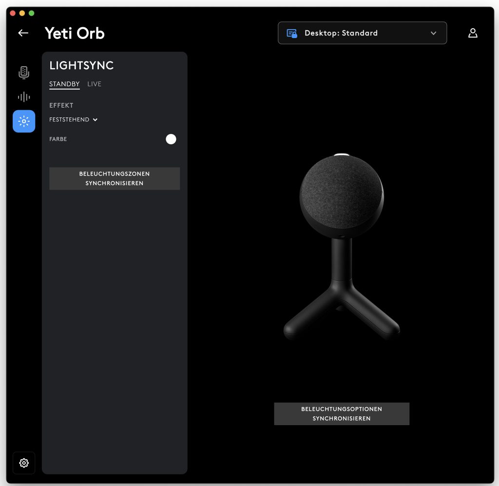 Logitech G Yeti Orb Mikrofon Logitech G-HUB-Software Farbeinstellungen 1