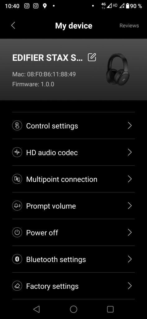 Edifier Stax Spirit S5 Bluetooth-Kopfhörer Screenshot