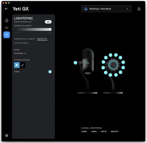 Logitech G Yeti GX Mikrofon G-Hub-Stoftware Farbeinstellungen 2