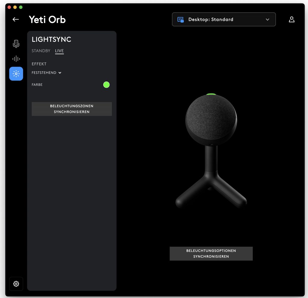 Logitech G Yeti Orb Mikrofon Logitech G-HUB-Software Farbeinstellungen 3