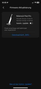 Roborock Flexi Pro Akku-Staubsauger App Firmware aktualisieren