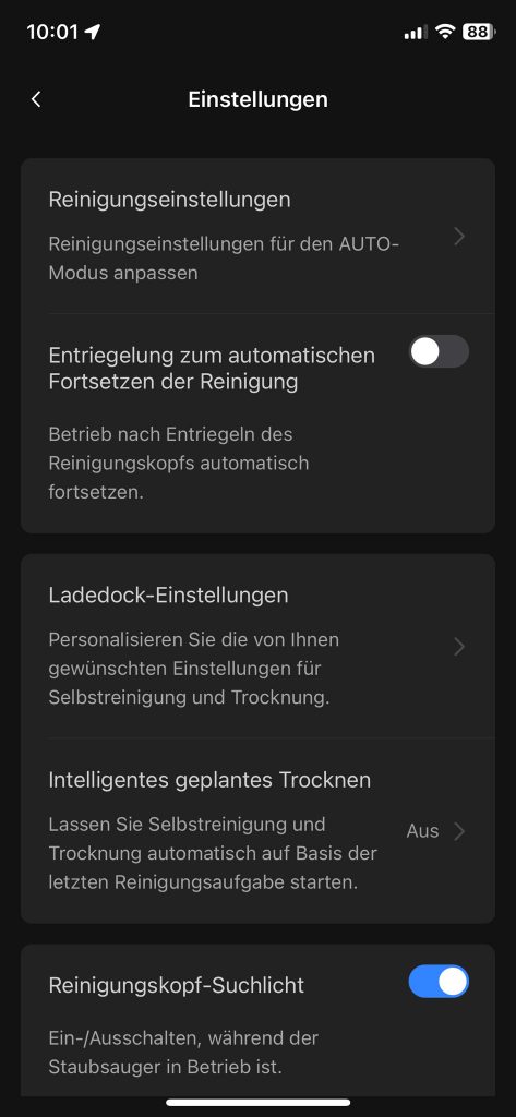Roborock Flexi Pro Akku-Staubsauger weitere Einstellungen 1