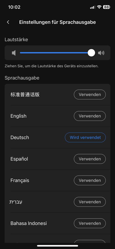 Roborock Flexi Pro Akku-Staubsauger Einstellung der Sprache der Sprachausgabe