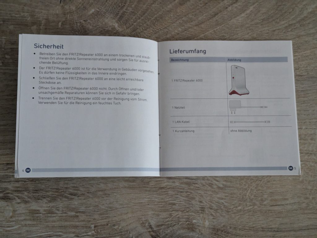 Anleitung des AVM FRITZ!Repeater 6000 WLAN-Repeaters geöffnet