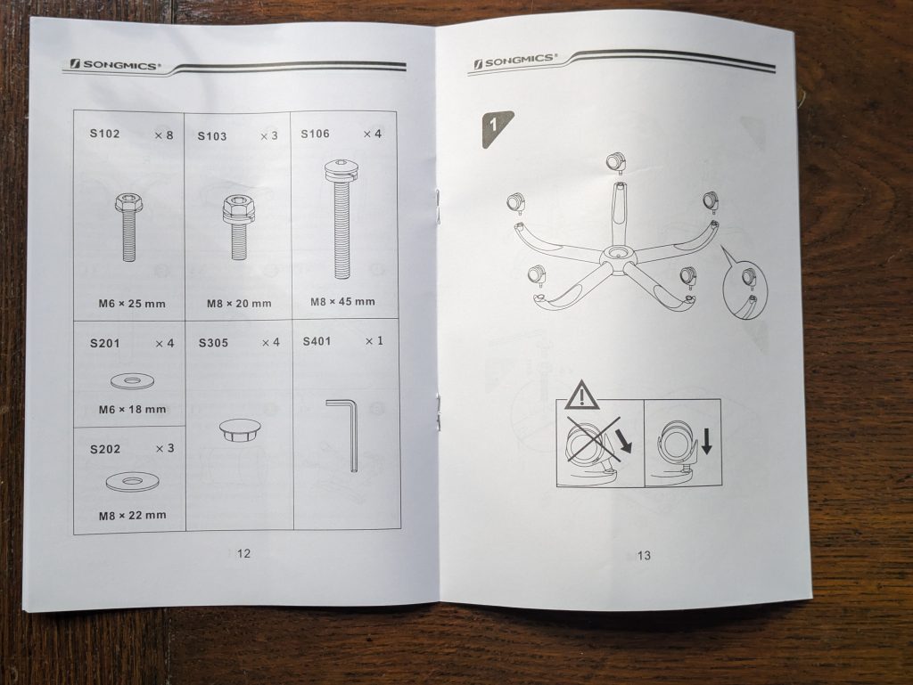 Anleitung des SONGMICS OBG71B Bürostuhls (4)