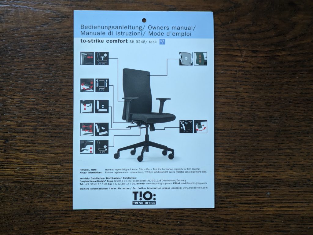 Anleitung des TREND OFFICE to-Strike Comfort pro Bürostuhls (3)