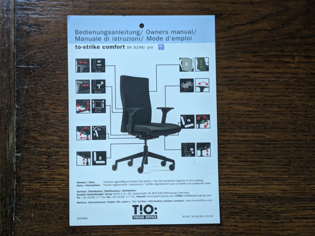Anleitung des TREND OFFICE to-Strike Comfort pro Bürostuhls (4)