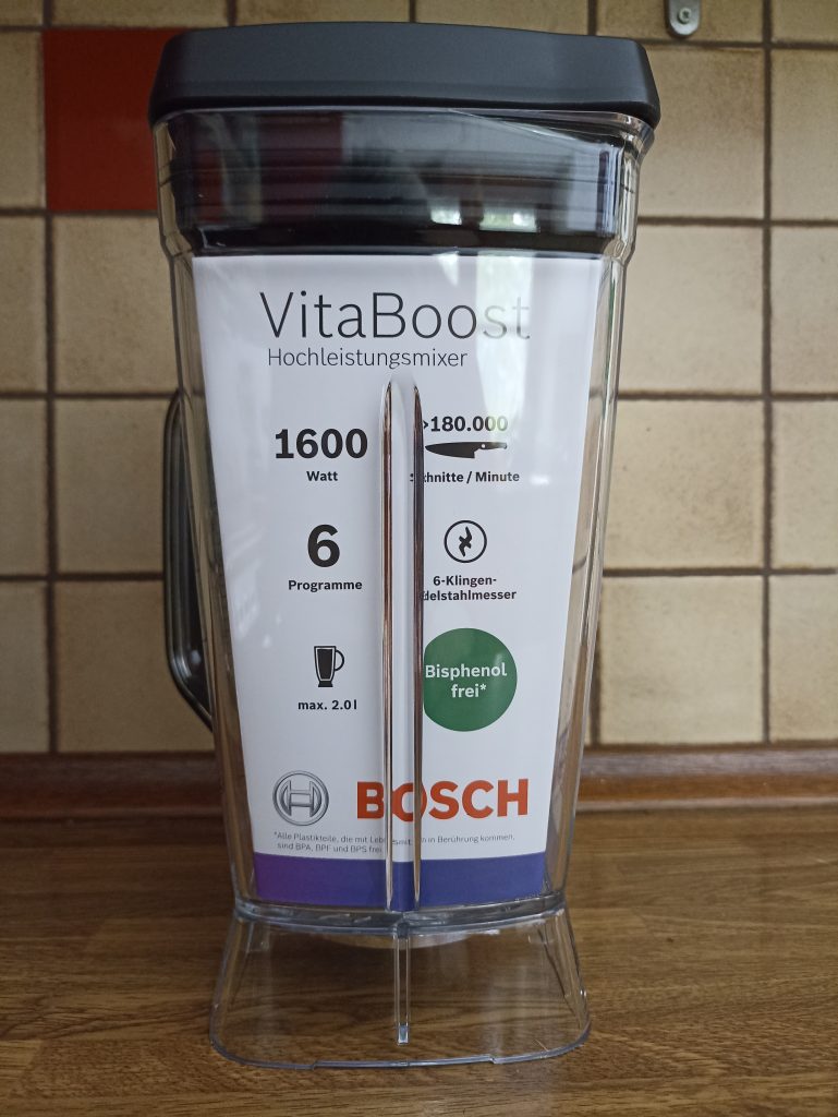Bosch VitaBoost MMBH6P6BDE Standmixer, großes Mixgefäß mit Pappbeschriftung