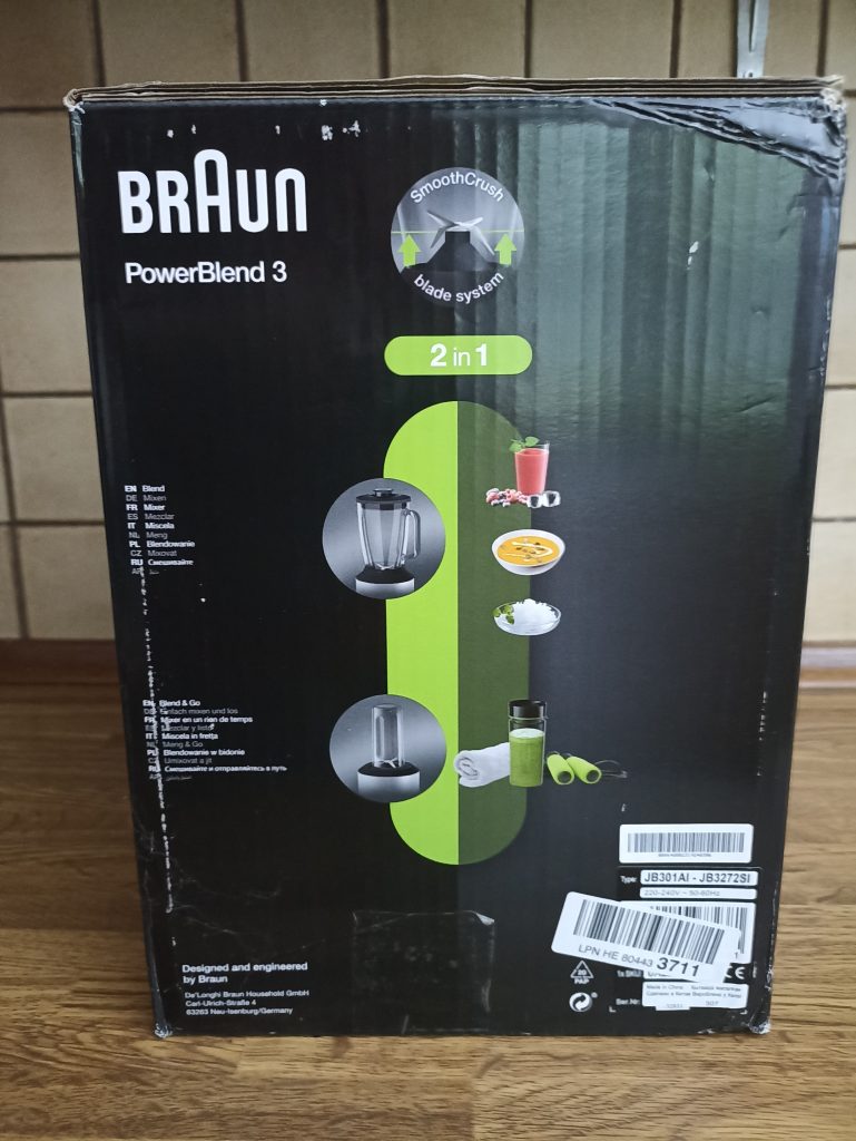 Braun Household PowerBlend 3 JB 3272 Standmixer, Verpackung Seitenansicht 2