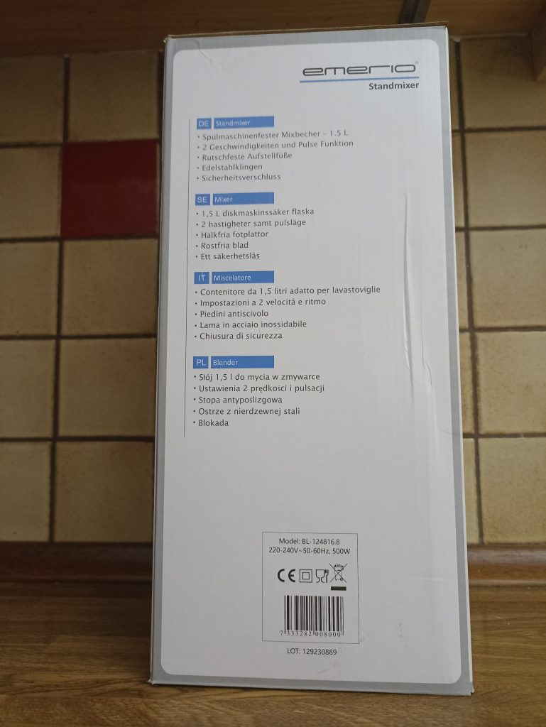 Emerio BL-12816.8 Standmixer, Verpackung Seitenansicht 1
