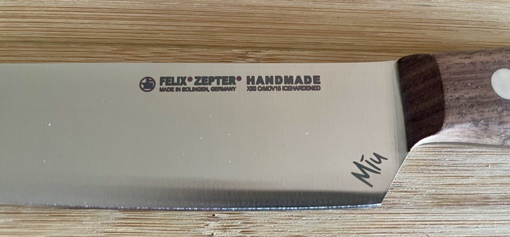 FELIX SOLINGEN MIU Küchenmesser Nahaufnahme Klingenaufdruck