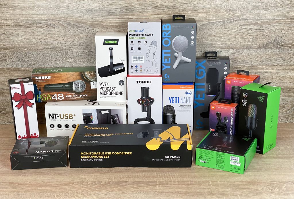 Gruppenbild Mikrofone Verpackungen