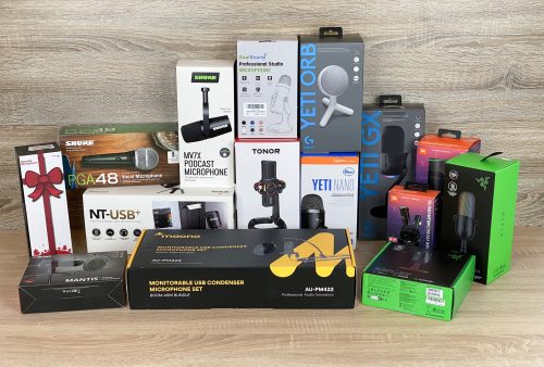 Gruppenbild Mikrofone Verpackungen