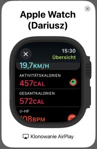 Apple Watch Ultra 2 Smartwatch auf dem geklonnten iPhone-Bildschirm