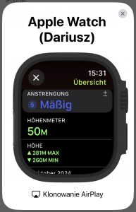 Apple Watch Ultra 2 Smartwatch auf dem geklonnten iPhone-Bildschirm