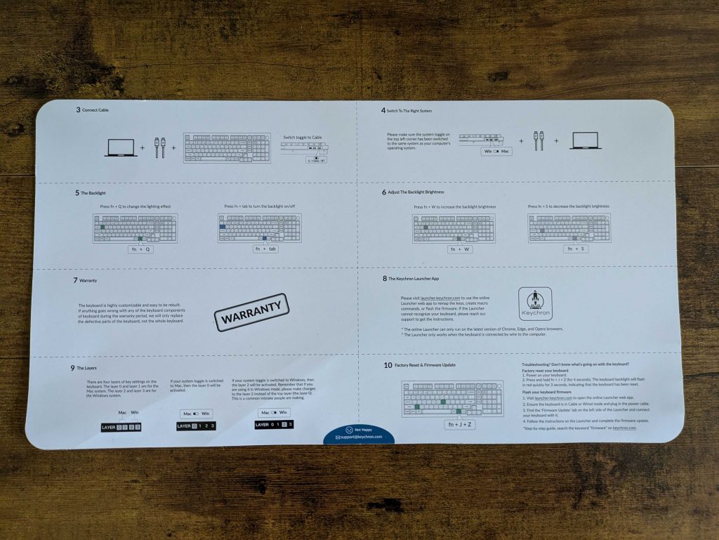 Kurzanleitung der Keychron Q5 MAX Tastatur von hinten