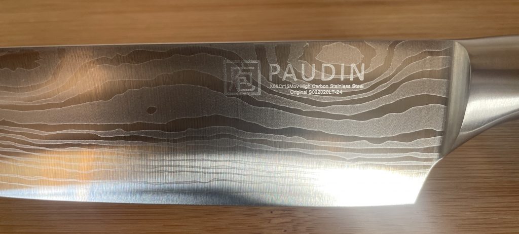 PAUDIN Küchenmesser Nahaufnahme Logo auf der Klinge