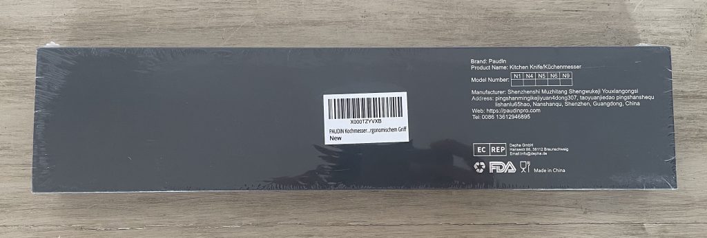 PAUDIN Küchenmesser in der folierten Verpackung von hinten