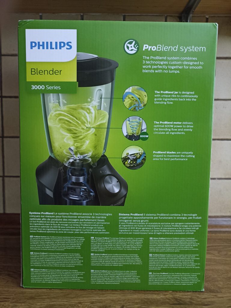 Philips 3000 Series HR229141 Standmixer, Verpackung Rückseite