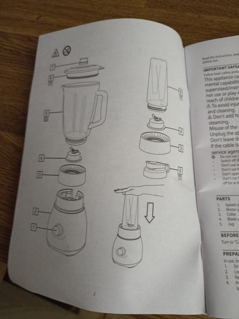 Russell Hobbs 2-in-1 Standmixer, Blick in die Gebrauchsanweisung 1