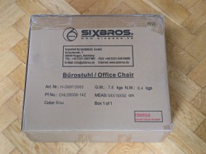 Verpackung des SixBros. H-298F2065 Bürostuhls von hinten