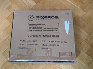 Verpackung des SixBros. H-298F2065 Bürostuhls von vorne