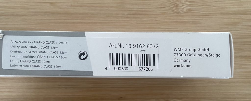 WMF Grand Class Küchenmesser Verpackungsinformationen