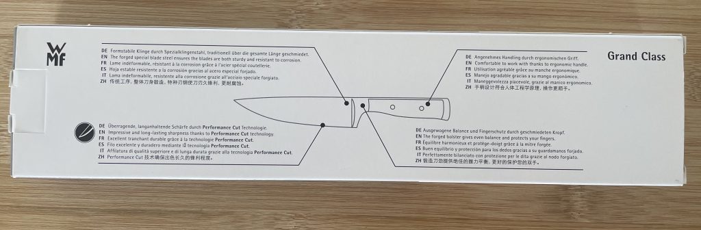 WMF Grand Class Küchenmesser in der Verpackung von hinten