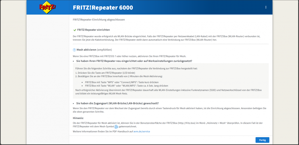 Webinterface des AVM FRITZ!Repeater 6000 WLAN-Repeaters (3)