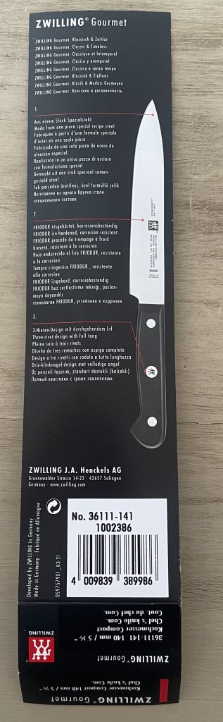 ZWILLING Gourmet Küchenmesser Verpackungshinweise