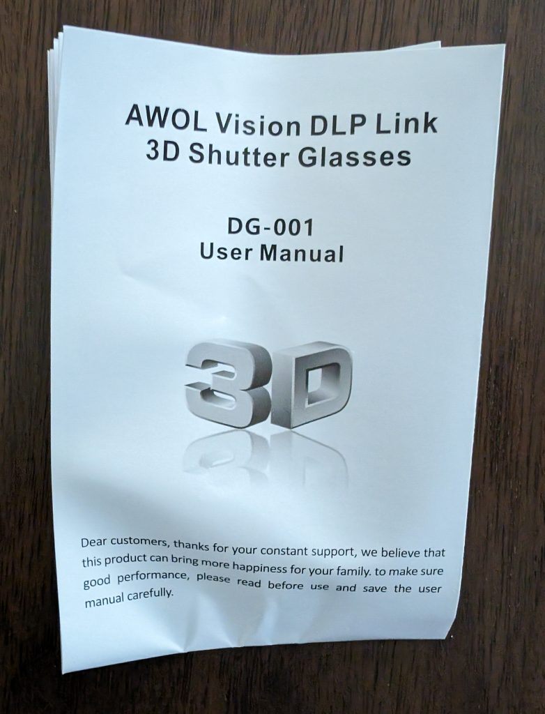 AWOL Vision LTV-3500 Pro Beamer 3D-Brillen Anleitung