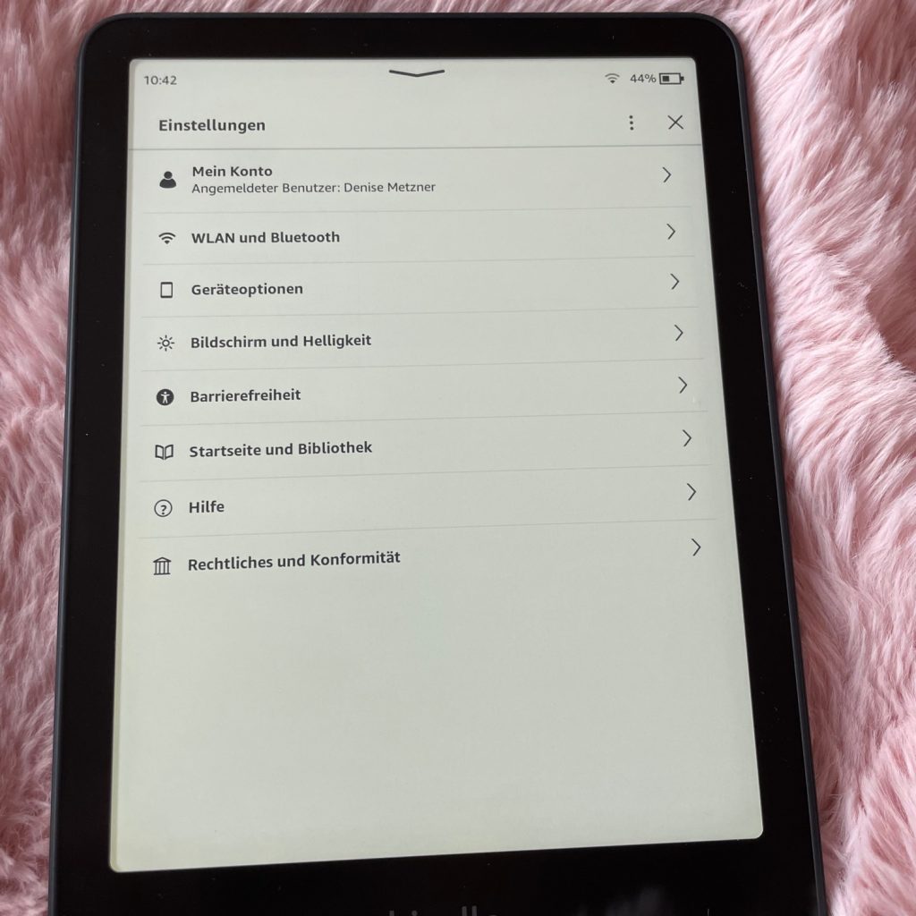 Amazon Kindle Paperwhite eBook-Reader Einstellungen